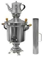 Edelstahl Holzkohle Samowar 5 Liter mit 0,9 Liter...
