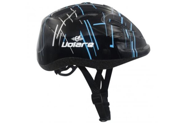 Volare Fahrradhelm für Kinder in edlem schwarz mit blauen Akzenten, Kopfumfang 47-51 cm