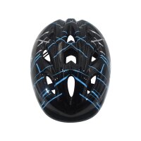 Volare Fahrradhelm für Kinder in edlem schwarz mit blauen Akzenten, Kopfumfang 47-51 cm