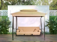PureHaven Hollywoodschaukel Toskana – Gartenliege für 3 Personen, verstellbare Rückenlehne, inkl. Sitzauflage, wetterfest