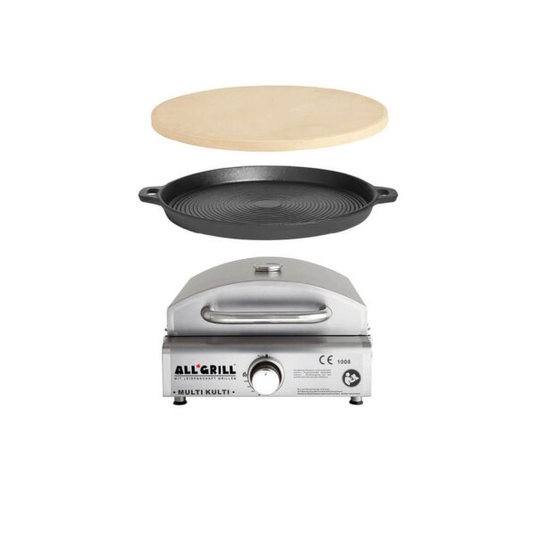 Multi-Kulti® Set 1 mit Pizzastein und Gussgrillplatte