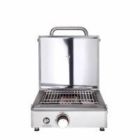 Multi-Kulti®: Portabler Gasgrill mit Steakzone®-Keramikbrenner, 42x51x25 cm, Edelstahl, Zubehör, Zündsicherung