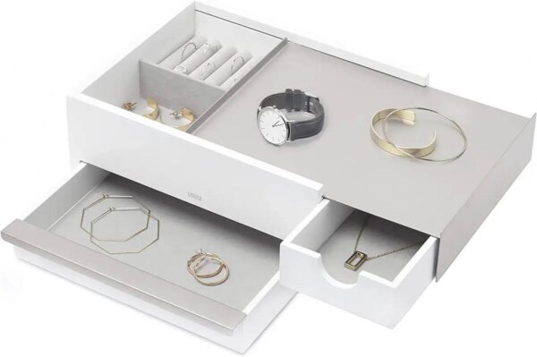 B-WARE - Umbra STOWIT Schmuckkasten 290245-670 in White/Nickel Design Schmuckbox Etui Aufbewahrung