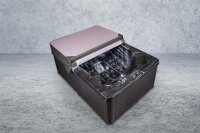 PureHaven American Outdoor-Whirlpool 220x156 cm für 3 Personen mit 77 Wasserdüsen und 10 Luftdüsen Thermoabdeckung LEDs Farbe PEARL Shadow Grey