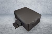 PureHaven American Outdoor-Whirlpool 220x156 cm für 3 Personen mit 77 Wasserdüsen und 10 Luftdüsen Thermoabdeckung LEDs Farbe PEARL Shadow Grey