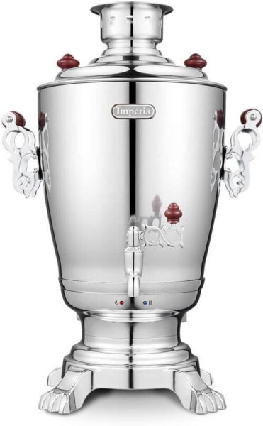 Elektrischer Samowar 3,2?L mit Teekanne 0,9?L – Edelstahl Teekocher Wasserkocher russisch orientalisch für Teezeremonie Garten Camping