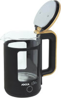 JOCCA Elektrischer Wasserkocher 1,8L, Nature-Line Schwarz, 360° Basis, Borosilikatglas, Schnellkoch, Auto-Abschaltung, energiesparend, modern