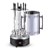 Olymp Elektrischer Grill LUX 1000 W, 6 Grillspieße, 200°C, Rauchfrei, 1 kg Schaschlik, 20 Minuten Garzeit, Rotierende Spieße, Spezielle Fettbehälter