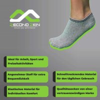Zecond Zkin 16 Paar Sneaker Socken Gr. 32 - 38 grau Sommersocken Füßlinge aus Baumwolle