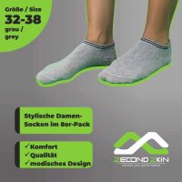 Zecond Zkin 32 Paar Sneaker Socken Gr. 32 - 38 grau Sommersocken Füßlinge aus Baumwolle