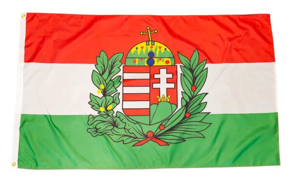 Flagge Ungarn mit Wappen 90 x 150 cm