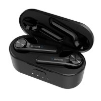 schwarze Aiwa ESP-350BK Bluetooth Kopfhörer in Ladeschale