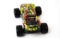 Rückansicht des Blij´r Beast Rc Monstertruck in gelb-rot